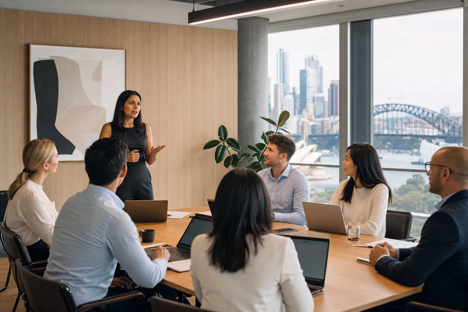 Property professionals participating in an interactive CPD workshop around a conference table in a modern office